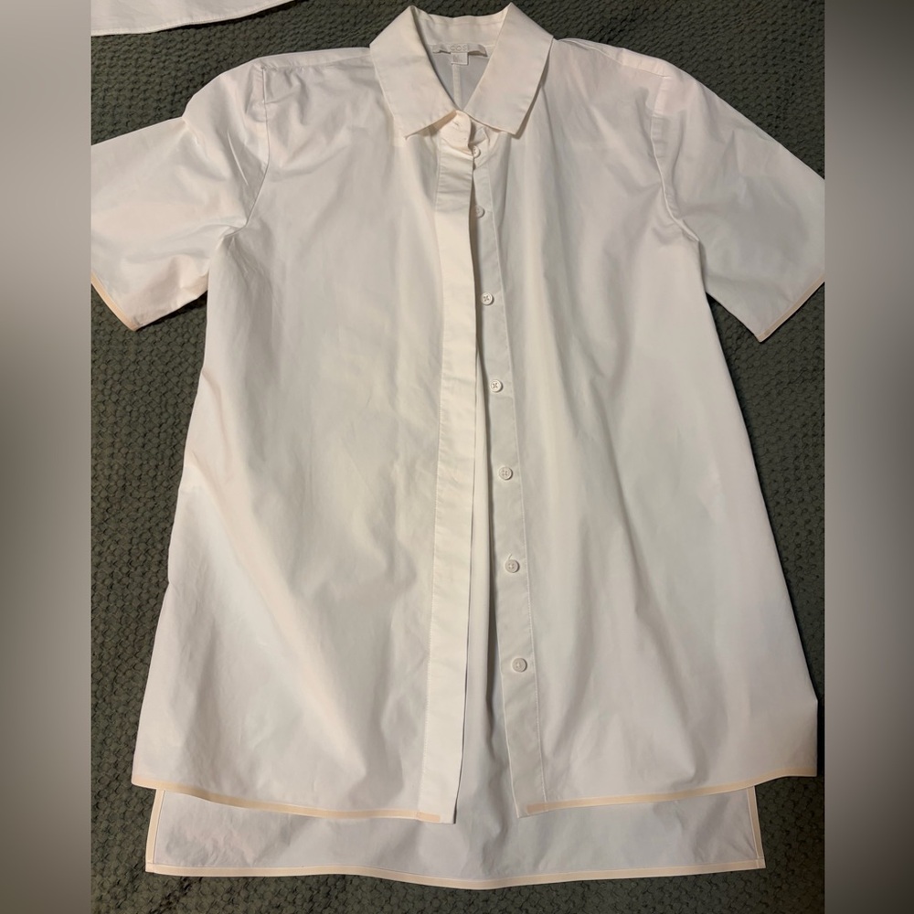 COS White Short-Sleeve Button-Front Shirt